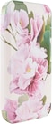 TED Baker iPhone 15 Pro Max, Rich Vegan Leather And Electroplated Back Shell For Protection, Mirror Folio, Flower Placement