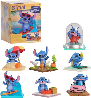 Just Play Disney Stitch Live Action Movie Time 3" Collectible Figures, Surprise Box, Collectable Toys, Home Decorations, Kids Toys Ages 3+