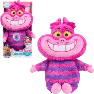 Disney Junior Alice&rsquo;S Wonderland Bakery Chat &amp; Glow Cheshire Cat, Soft and Cuddly, Cute Plushie Stuffed Animal, Kids Toys For Ages 3 Up
