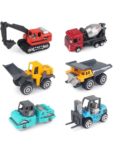 Manrock Construction Vehicle Truck Toys, 6 Mini Engineering Excavator Bulldozer Forklift Cars Toy Set for Boys Toddlers Birthday Christmas Gifts (Colorful)