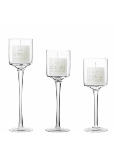 Uniface 3Pcs Elegant Tall Glass Candle Holders,Clear Candlestick Holders,Candle Sticks Holder Decor Candle Stand for Dining,Wedding,Party,Home,Valentines Day