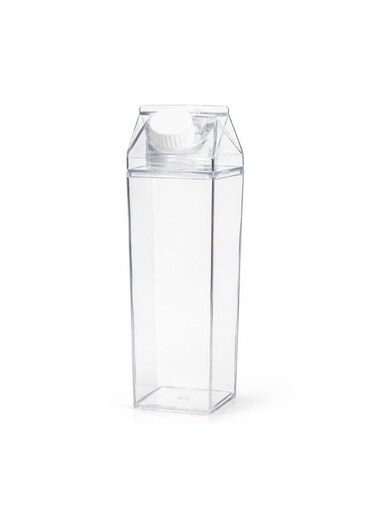 Clear Square Bottle 500ML Multipurpose Storage Container - Transparent Juice Milk Water Bottle with Leak Resistant Cap for Fridge Storage, Kitchen, Beverage, Liquid Organizer