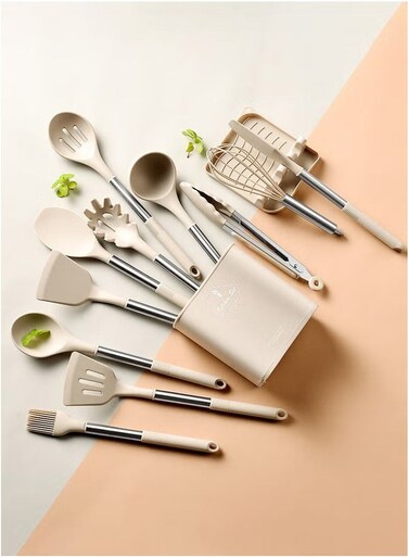 13Pcs Kitchen Cooking Utensils Set Heatresistant Silicone Spatula Tools Set with Stainless Steel Handle