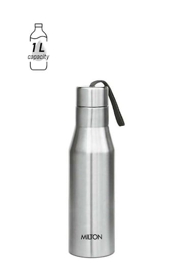 1 Litre Stainless Steel Water Bottle, Leak Proof, Rust Free, BPA Free, Metal Bottle for Sports, Gym, Travelling, Office, School, Super 1000, Silver Silver