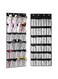Azonee Over Door Shoe Storage with 24 Large Mesh Pockets for Shoes and Accessories, Includes 4 Heavy Duty Metal Hooks, Reversible Design for Easy Hanging, White and Black