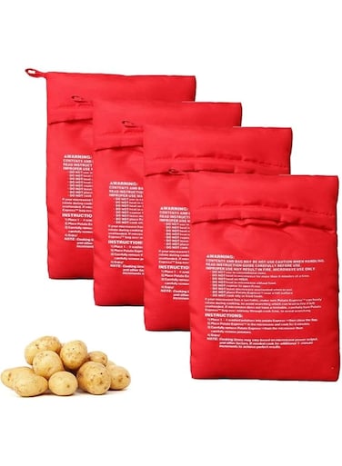 4 Pack Microwave Potato Bags Potato Cooking Reusable Baked Bag Cooker Bag Baked Pouch