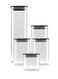 KLEEZ 5-Piece Clear Food Storage Container Set   Airtight Vacuum Seal with Black Lids   Pantry Organizer for Pasta, Cereal, Flour, Sugar, &amp; Beans   Space-Saving Upright Canisters