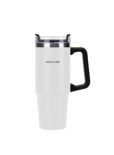 LION Vacuum Travel Mug / Large Total Capacity / 24 hours Cold Water &amp; 16 hours Hot Water / Extra Wide Opening / Cupholder Friendly / Comfy Handle / Wide Mouth / Easy Cleaning - White