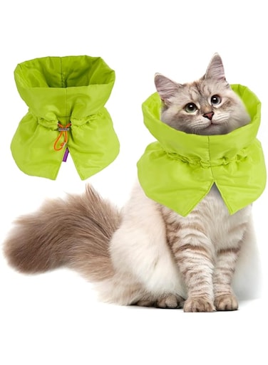 FACULX Cat Recovery Collar, Soft Adjustable Cat Cone Alternative, Lightweight Waterproof Fasteners Collars for Cats Kittens Puppies, After Surgery Stop Licking and Daily Use (Green, S(Neck6.3-9.1"))