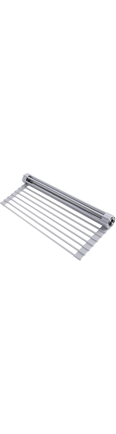 NW Drain Rack for Kitchen, Over The Sink Roll Up Dish Racks Multipurpose Foldable Dish Drying Rack, for Kitchen Counter/Pot Holder, Stainless Steel- Gray- 17''x 13''