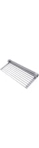 NW Drain Rack for Kitchen, Over The Sink Roll Up Dish Racks Multipurpose Foldable Dish Drying Rack, for Kitchen Counter/Pot Holder, Stainless Steel- Gray- 17''x 13''