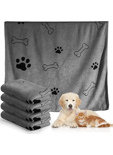 Supreouts 4 Pcs Dog Towels, Bulk Microfiber Absorbent Towel Pet Bathing Supplies Quick Drying Paw Towel for Medium Dogs, Used to Dry Your Pet's Body