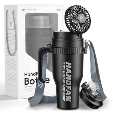 40 OZ Water Bottle Fan - HandFan Tumbler BM440 With Straw &amp; Fan-1180ML