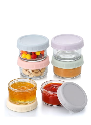 6 Pcs Food Container， 2.7 oz Glass Small Condiment with Lids, Dipping Sauce Cups Set, Leakproof Reusable For Lunch Boxes, Picnics And Travel