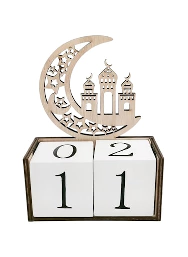 Party with Emma Ramadan Eid Mubarak Ornaments Wooden Moon Star Ramadan Table Plaque Ornament Tabletop Decoration for Festival Home Supplies (Moon)