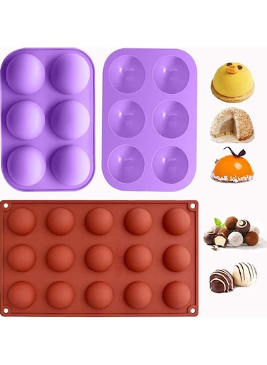 2_Piece Semi Sphere Silicone Mold And Baking Molds for Making Hot Chocolate Bombs multicolour