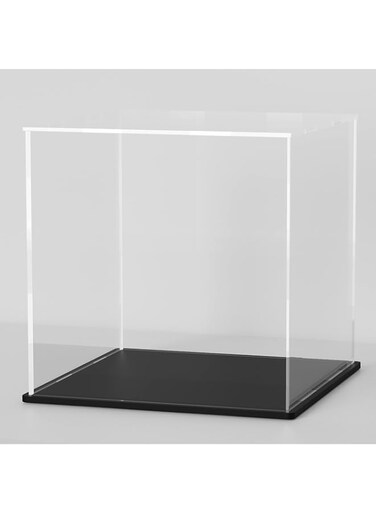 HOPEME 12 Inch Acrylic Case for Display, Clear Display Acrylic Box for Collectibles, Alternative Glass Case with Matt Black Stand for Display Action Figures