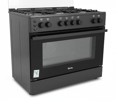 Terim Gas Cooker 90cm With Fan oven Closed Door Grilling Mat Black steel Finish TERGC965BO