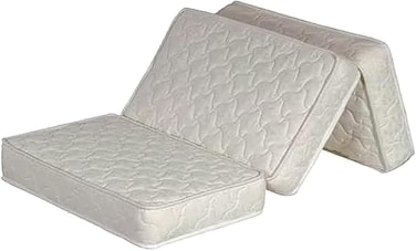 Karpentone Folding Foam Mattress Foldable Tri 3-Pieces Single UK Size 180x90x11 CM 11-Thickness Centimeters with Cover Fabric Hand Carry Mattress White