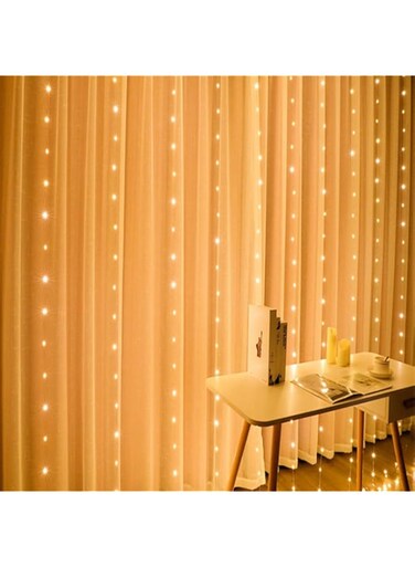 300 LED Window Curtain String Light USB Powered 8 Lighting Modes 3x3Meters Twinkle Waterproof Fairy lamp Hanging with Remote Control for Christmas Bedroom Party Wedding D&eacute;cor Decorations(Warm White)