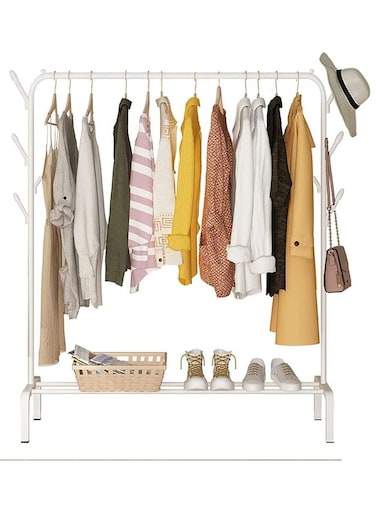 Clothes Rack Metal Garment Racks Heavy Duty Indoor Bedroom Cool Clothing Hanger with Top Rod and Lower Storage Shelf high Storage Rack