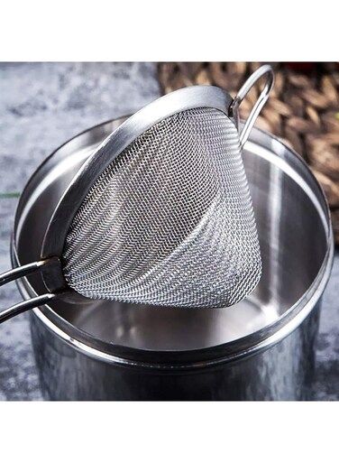 STAINLESS STEEL CONICAL STRAINER 13 CM, QL0003, TEA STRAINER, Juice STRAINER, Flour STRAINER Silver 34x10x13cm