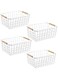 Westhood Metal Wire Food Storage Basket Organizer with Wooden Handles, Freezer Baskets Storage Bins Organizer for Kitchen Cabinets, Storage Organizer Basket, Pantry, Office, Bathroom (4)