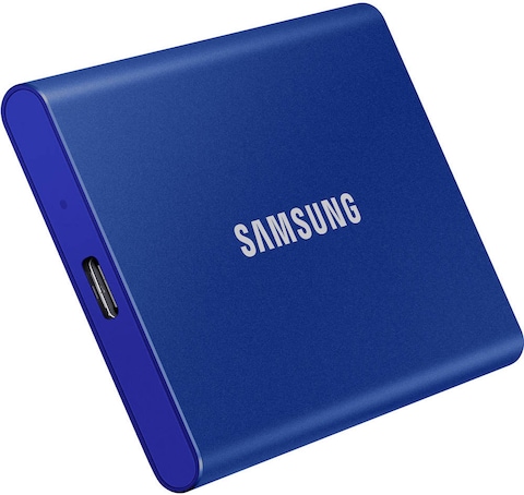 Samsung T7 1TB External USB 3.2 Gen 2 Portable SSD with Hardware Encryption - Indigo Blue