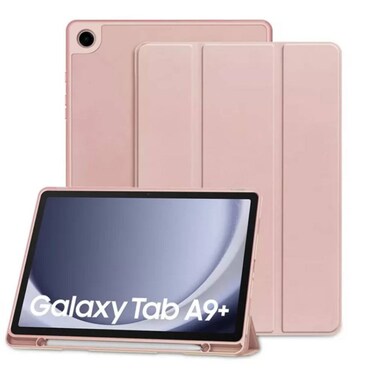 ZOOMEE Case for Samsung Galaxy Tab A9 Plus Tablet Case with Pencil Holder, Slim Smart Protective Case with Soft TPU Back, Auto Sleep/Wake Cover for Samsung Galaxy Tab A9+ 11 Case (Pink)