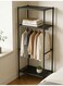 Black Freestanding Closet Organizer Coat Rack, Simple Clothes Storage Rack with Hanging Rod &amp; Storage Shelves, Large Capacity Clothes Hanger for Entryway, Bedroom &amp; Hallway