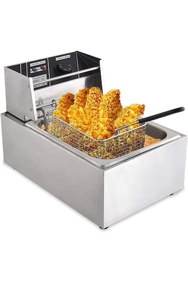 6.5 L Electric Fryer, 2500W Deep Fat Fryer with Frying Basket, Stainless Steel Countertop Fryer.
