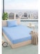 Sky Blue Single Size Stripe Bed Sheet Set Cotton 100x200+15cm