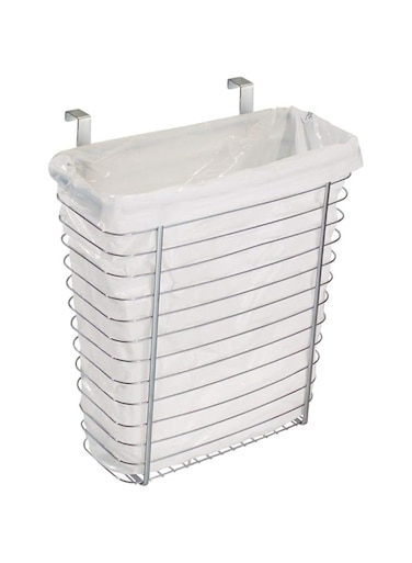 Idesign Axis Steel Over The Cabinet Storage Basket Organizer, Waste Basket, For Aluminum Foil, Sandwich Bags, Cleaning Supplies, Garbage Bags, Bath Supplies, 7.1" X 12.2" X 14.2", Chrome