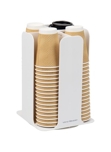 Mind Reader Cup and Lid Organizer Carousel 7.75 x 7.75 x 11.63 CDISP-WHT
