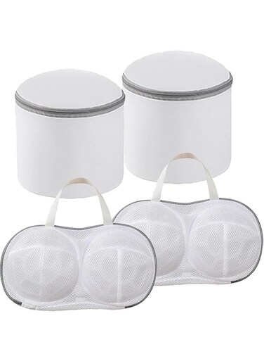 4PCS Bra Washing bag Underwear Brassiere Washing Bags with Zipper, Lingerie Laundry Bag, Bra Washer Protector for Women (4)