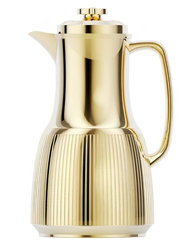 Vacuum Insulated Flask, 1 L, Leak Proof Lid, Keeps Drinks Hot and Cold, Gold, QGR100