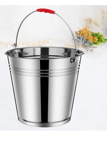 Stainless Steel Water Bucket with Handle Metal Heavy Duty Thick Insulated Ice Bucket