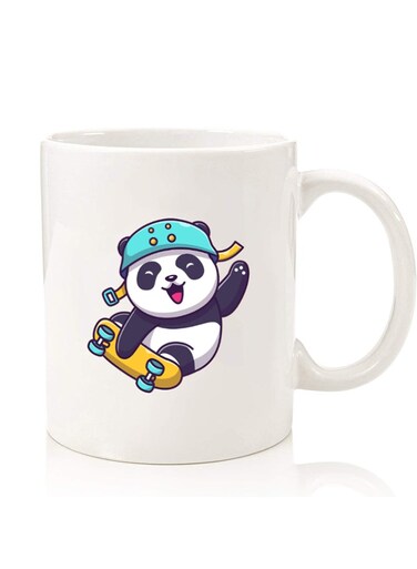 Premium Quality Two Sided Printed Coffee Mug Tea Cup For Home Office, Kids Men Women skiing panda