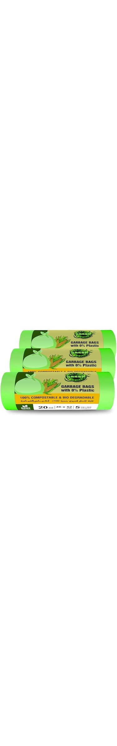 Earth Green Choice Compostable Trash Bags, 46x52 cms, 5 Gallons, Pack of 3 x 20 pieces