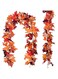 FENDOUNIU Fall Garland Maple Leaf , Hanging Vine Garland, Artificial Autumn Foliage Mantle Vine Fall Decor for Wedding, Home, Fireplace, Mantle, Front Door, Party (2 Pack)