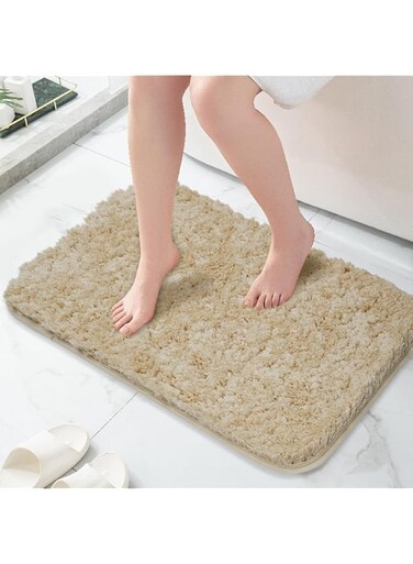 GENHY Bathroom Rugs Bath Mat,Highly Absorbent and Dries Quickly Bathroom Carpet, Suitable for Shower, Tub and Floor, Non Slip (40x60 cm,Beige)
