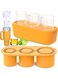 Ice Cube Tray for Tumbler Cup,3 Pcs Silicone Cylinder Ice Mold with Lid and Bin for Freezer,for Chilling Drink,Juice,Whiskey,Cocktail,Coffee,Easy Fill and Release Ice Maker,Summer Gifts (Yello