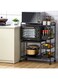 3-Tire Kitchen Baker's Rack Utility Microwave Oven Stand Storage Cart Workstation Shelf Corner Storage Shelf with 3 Mesh Baskets, Walnut Brown, 3-Tire