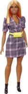 Barbie Fashionistas Doll #161, Curvy with Orange Hair Wearing Pink Plaid Dress, Black Boots &amp; Yellow Fanny Pack, Toy For Kids 3 To 8 Years Old Grb53 
