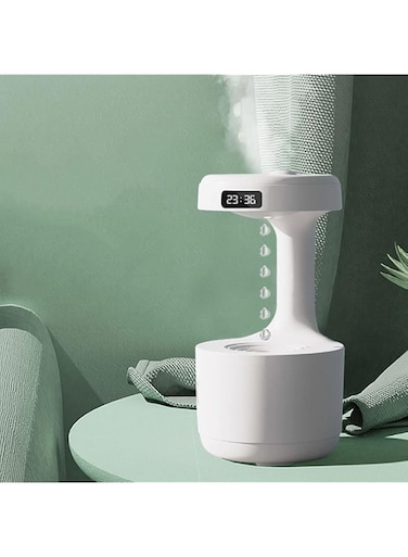 Paperbacks Anti-Gravity Water Droplet Humidifier, Cool Mist Humidifier with Light Mode Led Display Shutdown Protection USB Humidifier Air Humidifier for Home Office Bedroom Desktop