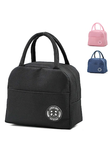 Tediline Lunch Bag Plain Black Reusable Insulated, Waterproof Bag for Kids or Adults, Perfect for Lunch Boxes, Tiffin Boxes, Picnics, Work, or School