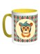 Monkey Printed Coffee Mug Yellow/Green/Grey
