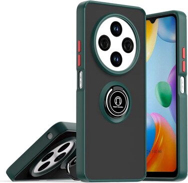 Case for Xiaomi Redmi 14C Case Cover Metal Ring Holder Grip Kickstand Car Magnetic Mount Shockproof Matte Hard Back Bumper Case for Xiaomi Redmi 14C 2024 (Green)