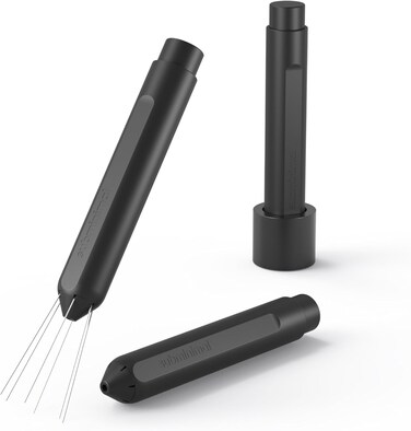 Subminimal Flick Wdt Tool, Pen Design Weiss Distribution Technique Espresso Making Tool, Fine Needles, Spring-Loaded Auto Hide Needles, Safe, Easy To Use, 2X Stands In The Box, Black