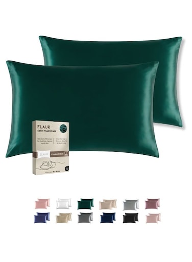 Satin Pillowcase for Hair and Skin, Super Soft and Cooling Similar to Silk Pillow Cases 2 Pack with Envelope Closure, Gift for Women Men(20"x26" Standard Size) (Green)